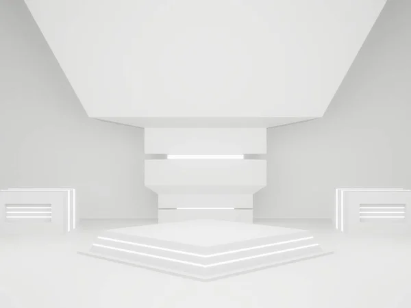 3Dレンダリング白い科学製品スタンド — ストック写真