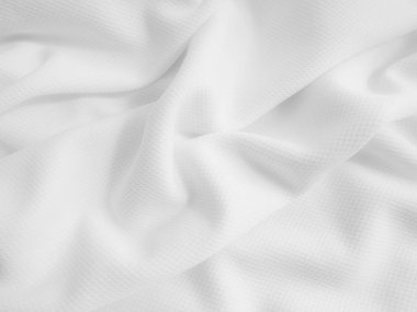 Dalgalı kumaş. Beyaz buruşuk kumaş arkaplan