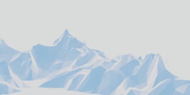 Alçak çokgen buz dağı. Mavi ve beyaz arazi