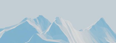 3D mavi alçak çokgen buz dağı. Düşük polimerli arazi.