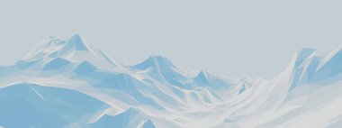 3D mavi alçak çokgen buz dağı. Düşük polimerli arazi.