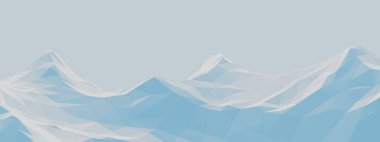 3D mavi alçak çokgen buz dağı. Düşük polimerli arazi.