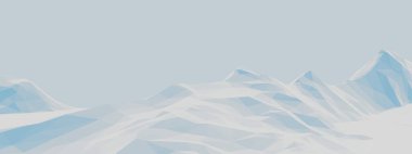 3D mavi alçak çokgen buz dağı. Düşük polimerli arazi.