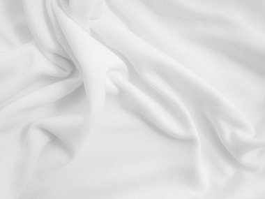 Dalgalı kumaş. Beyaz buruşuk kumaş arkaplan
