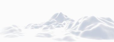 3D beyaz karlı dağ. Kar arazisi