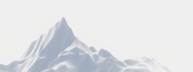 3D beyaz karlı dağ. Kar arazisi
