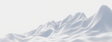 3D beyaz karlı dağ. Kar arazisi