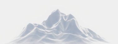 3D beyaz karlı dağ. Kar arazisi