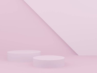 3D Geometrik pembe podyum. Pastel arkaplan