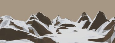 Alçak polimer karlı dağ. Kış manzarası. Karla kaplı taş