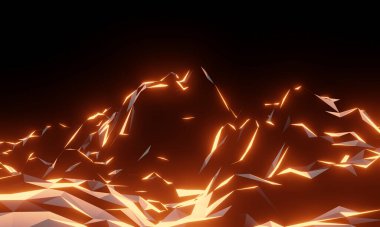 3D Soyut Düşük Çokgen Taşı Dağı.