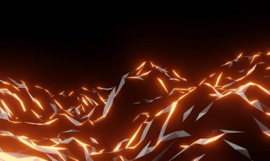 3D Soyut Düşük Çokgen Taşı Dağı.