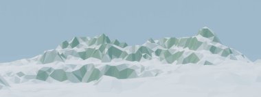 Alçak çokgen buz dağı. Lowpoly kış manzarası