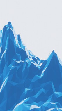 Alçak polimer buz dağı. Mavi ve beyaz arazi