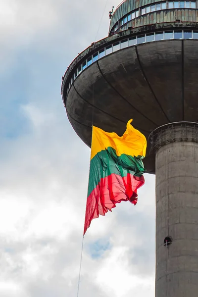 Lithuania Flag Flies Television Tower — Stock Photo, Image