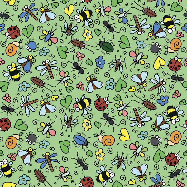 Many colorful insects