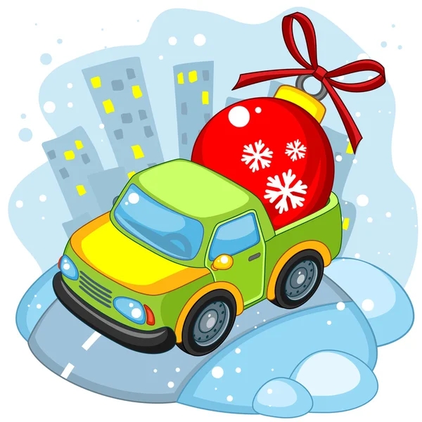 Christmas toy truck lucky — Stock Vector