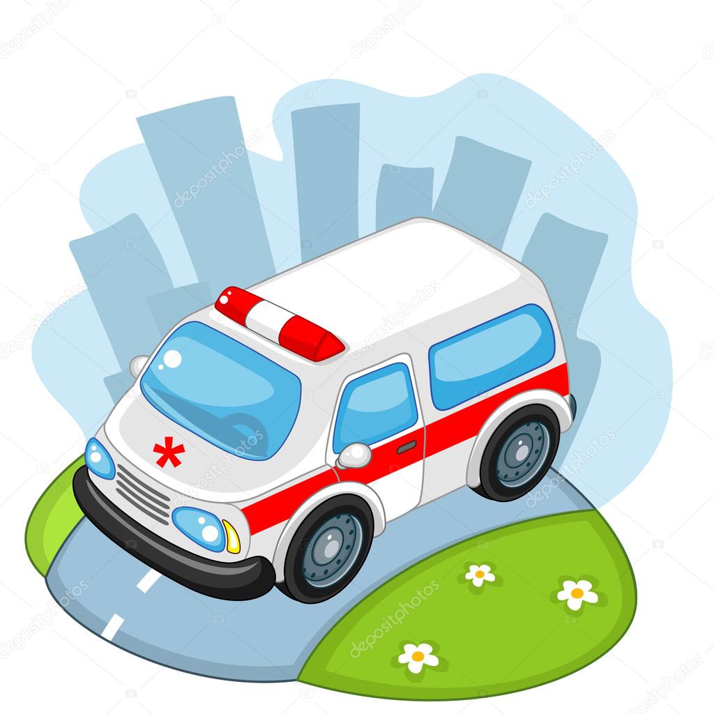 Ambulance rides on the road