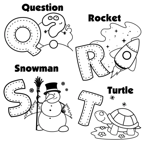 英文字母和字母 Q、 R、 S 和 T — 图库矢量图片