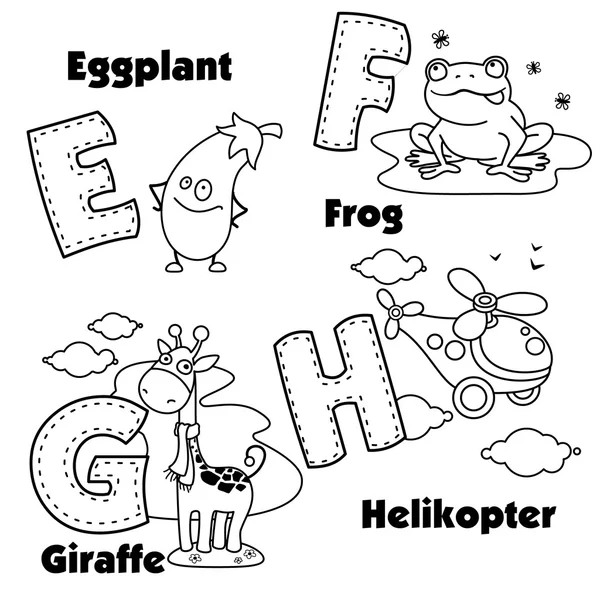 Alphabet anglais et lettres E, F, G et H — Image vectorielle