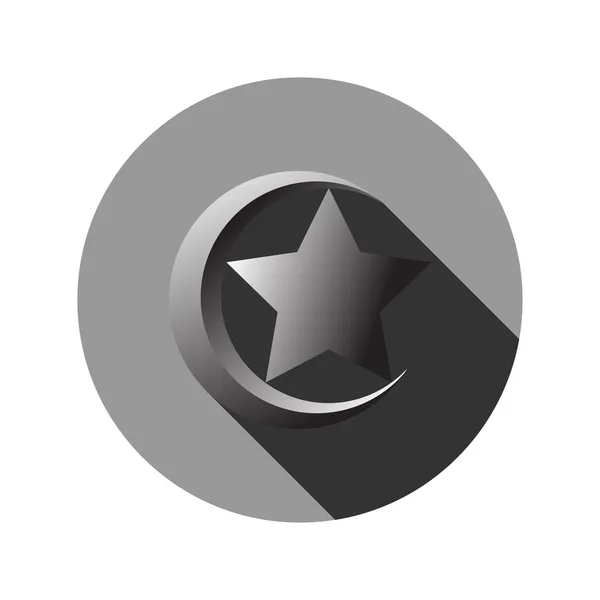 Csillag és félhold-a hosszú árnyék, iszlám szimbólum — Stock Vector