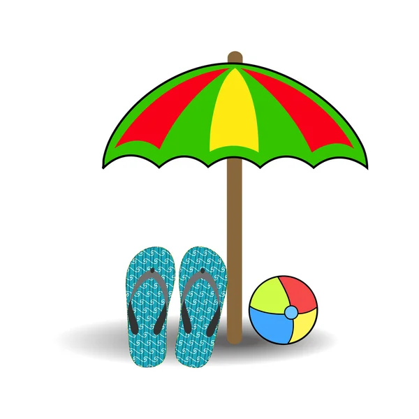 Wektor piłka plażowa parasol kapcie — Wektor stockowy
