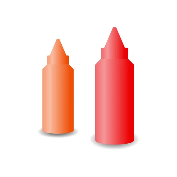 Vector de Botellas de ketchup y salsa de chile — Vector de stock