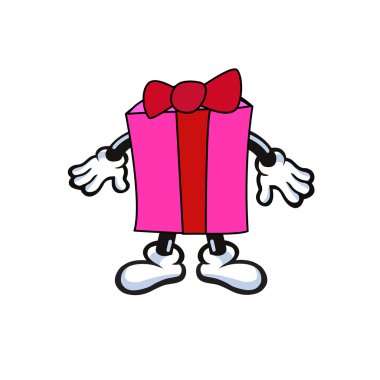 karikatür hediye beyaz arka plan üzerinde vektör