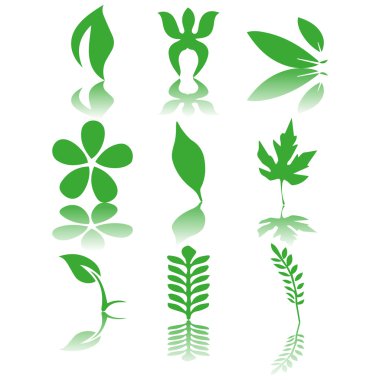 vektör yeşil yaprakları Icon set