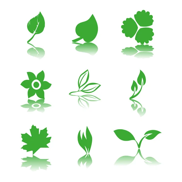vektör yeşil yaprakları Icon set