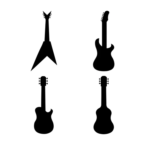 Siluetas de guitarra — Vector de stock