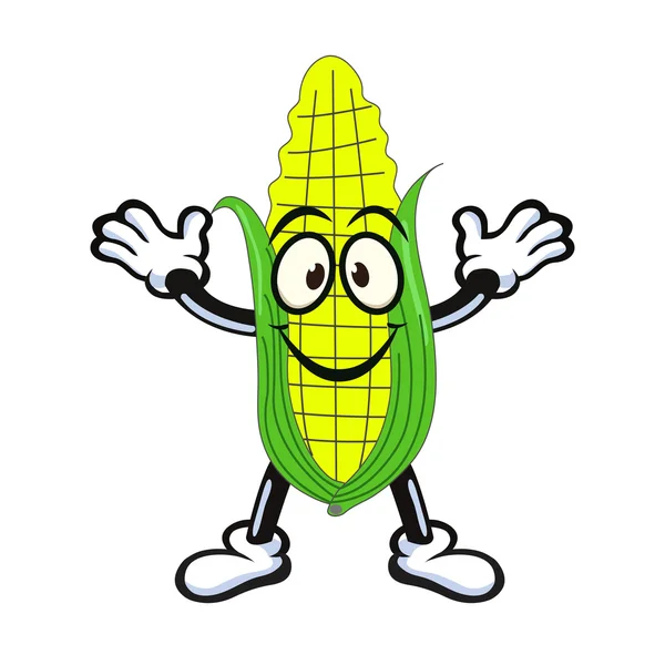 Vector of Sweet Corn Character Presenting — Stock Vector