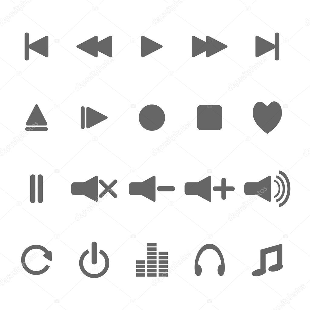 vector of media player icons set