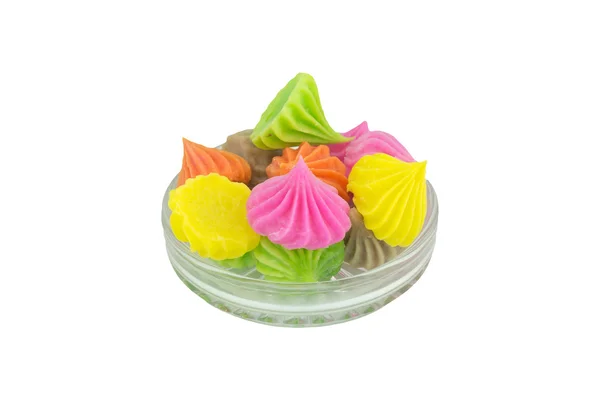 Aalaw candy, kolorowy deser tajski z skórki cukru i miękkie w środku żucia wykonane z mąki, Selektywny fokus — Zdjęcie stockowe