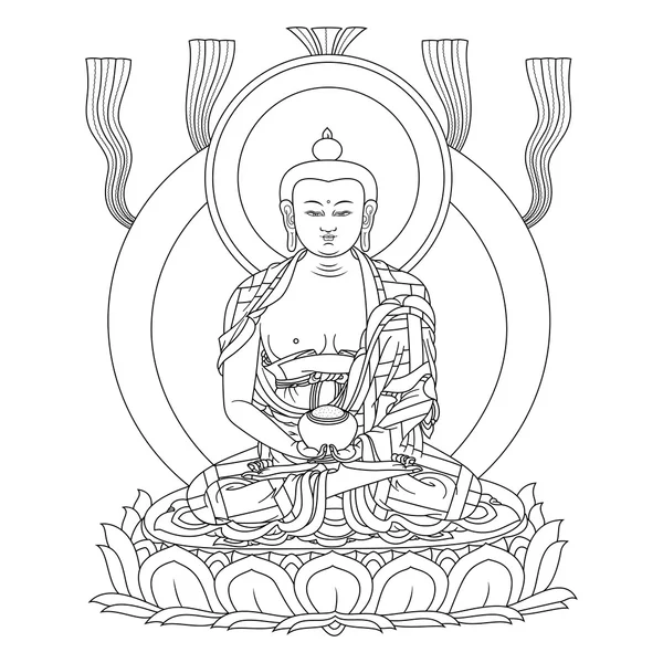 Budda Amitabha w medytacji — Wektor stockowy