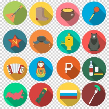Russian set flat icons clipart