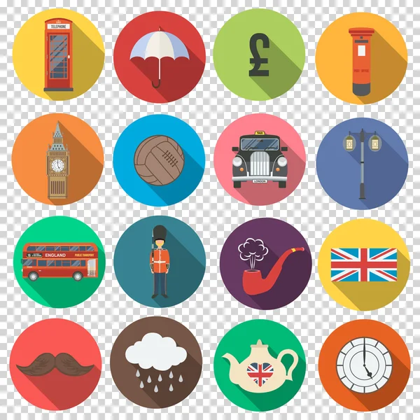 England set flat icons — Stok Vektör