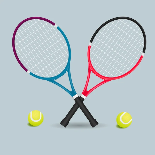 Raquettes et balles de tennis — Image vectorielle