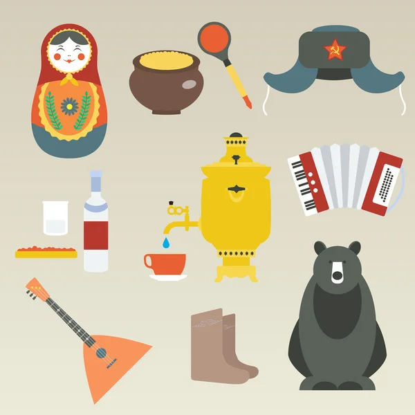 Conjunto de ícones planos russos —  Vetores de Stock