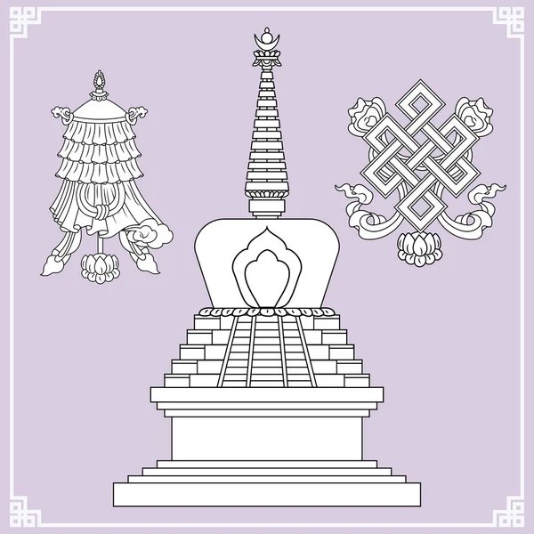 Buddhista szimbólumok — Stock Vector