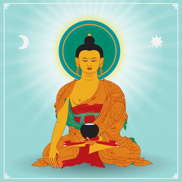 Buda con meditación — Vector de stock