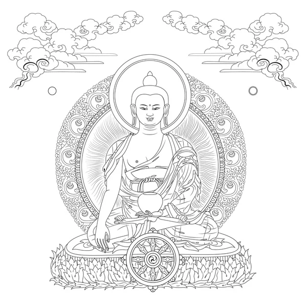 Boeddha in meditatie pose — Stockvector