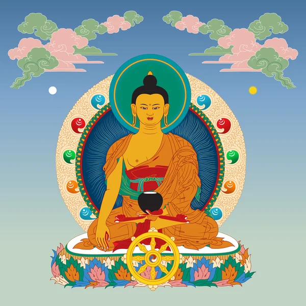 Buddha i medittion utgör — Stock vektor