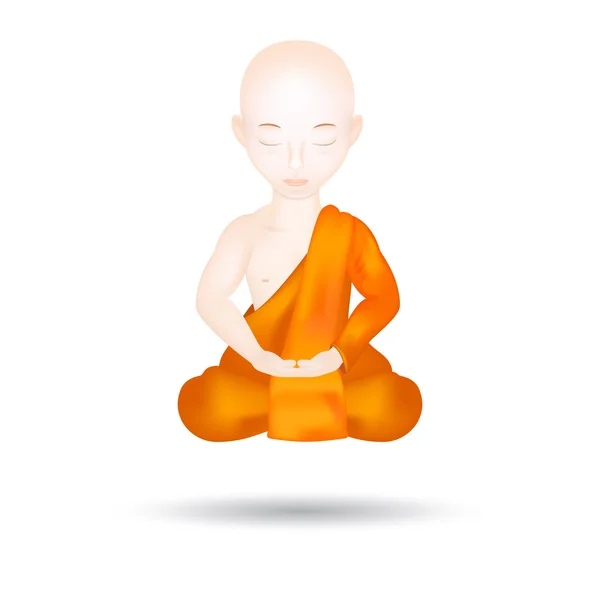 Buddhistický mnich v meditaci představovat. — Stockový vektor