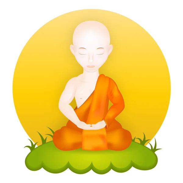 Buddhistický mnich v meditaci představovat — Stockový vektor