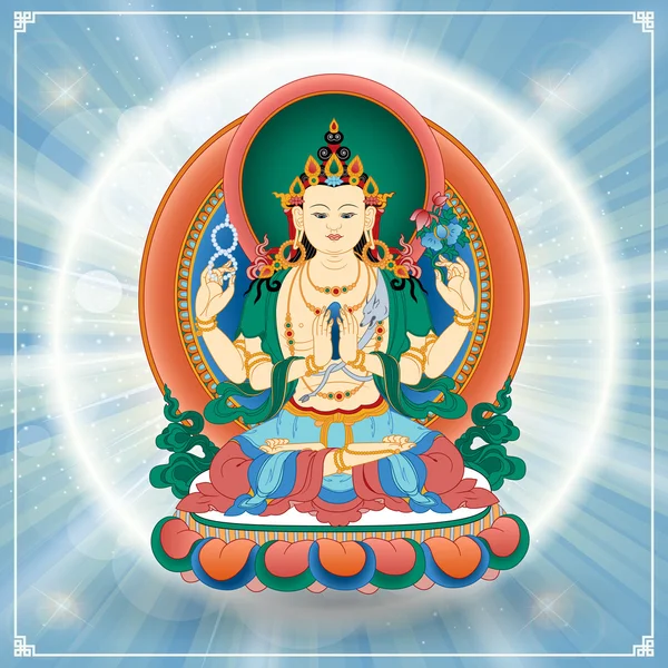 Bodhisattva Avalokiteshvara. Buda . — Archivo Imágenes Vectoriales