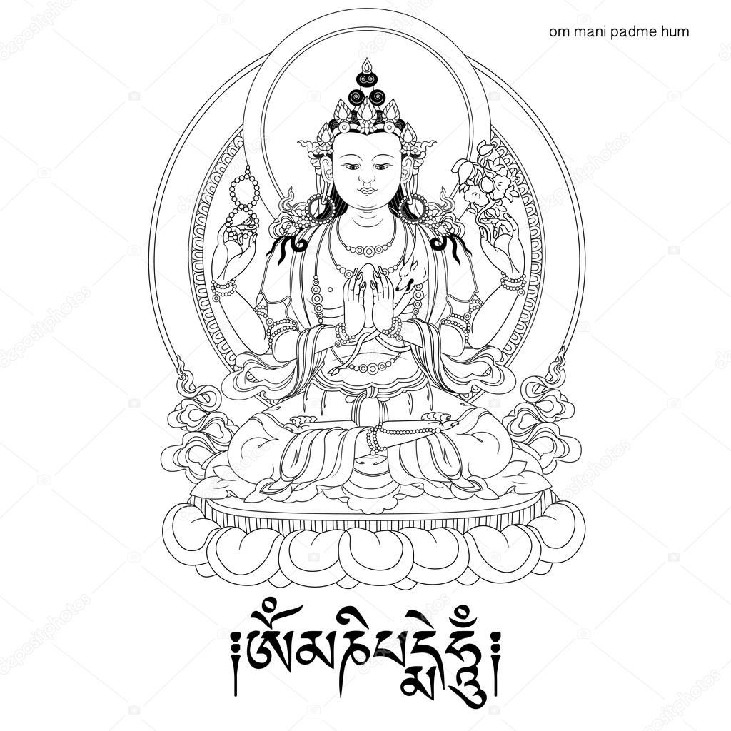 Bodhisattva Avalokiteshvara. Buddha. ⬇ Vector Image by © mpmpya