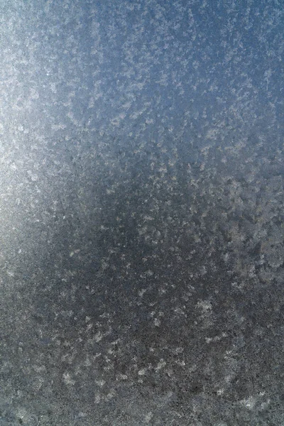 Frozen window glass covered with frost — Stock Photo, Image
