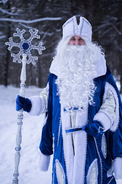 Babbo Natale Una Giornata Invernale Gelida Nella Foresta — Foto Stock