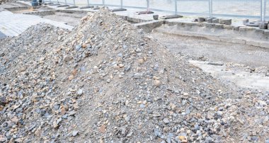 stones construction of a new road in the city